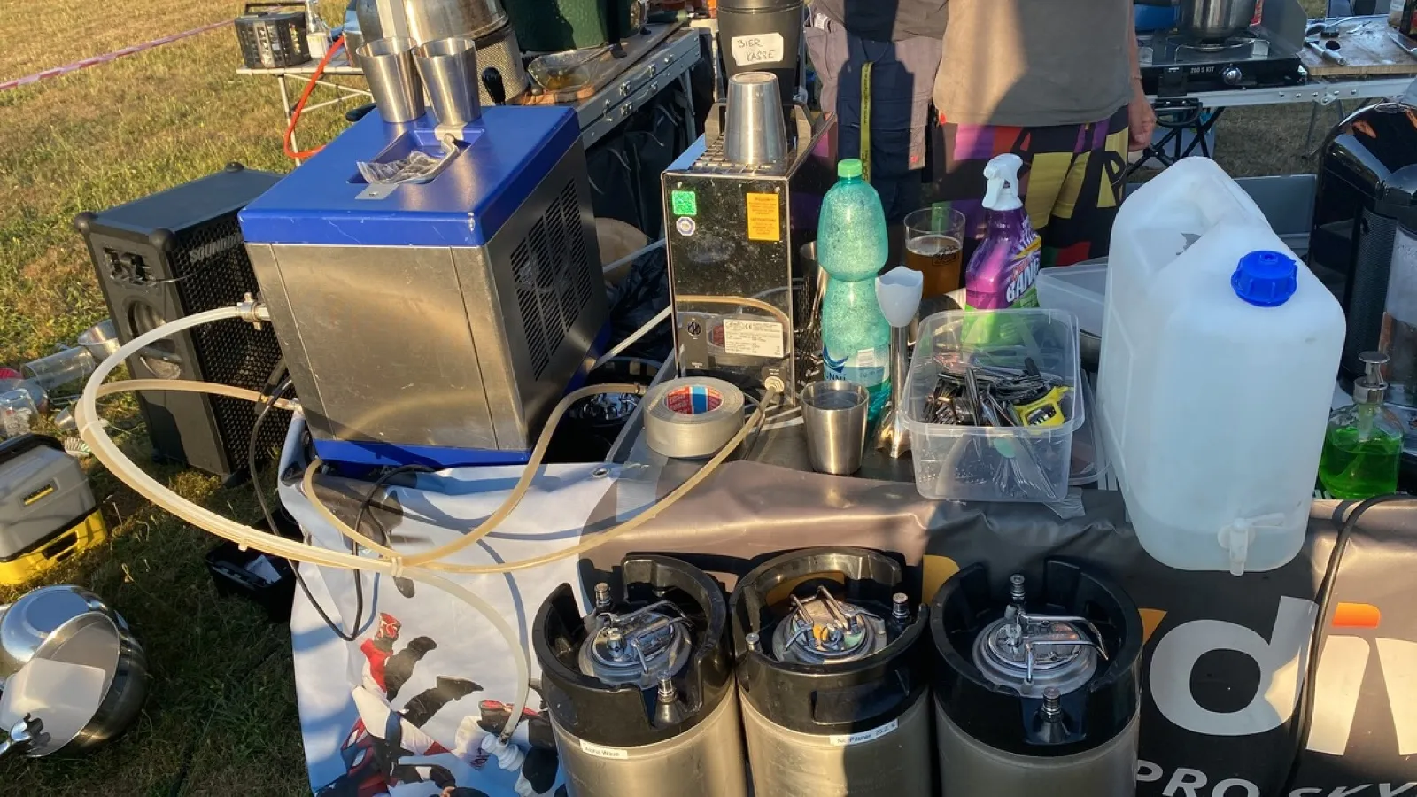 Full keg setup at a skydiving event