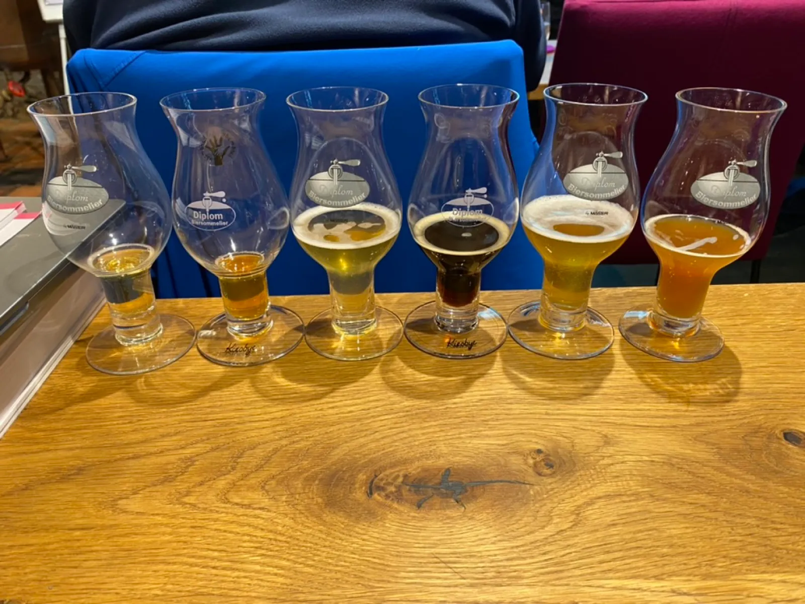 Sensorik tasting flight at the Biersommelier course