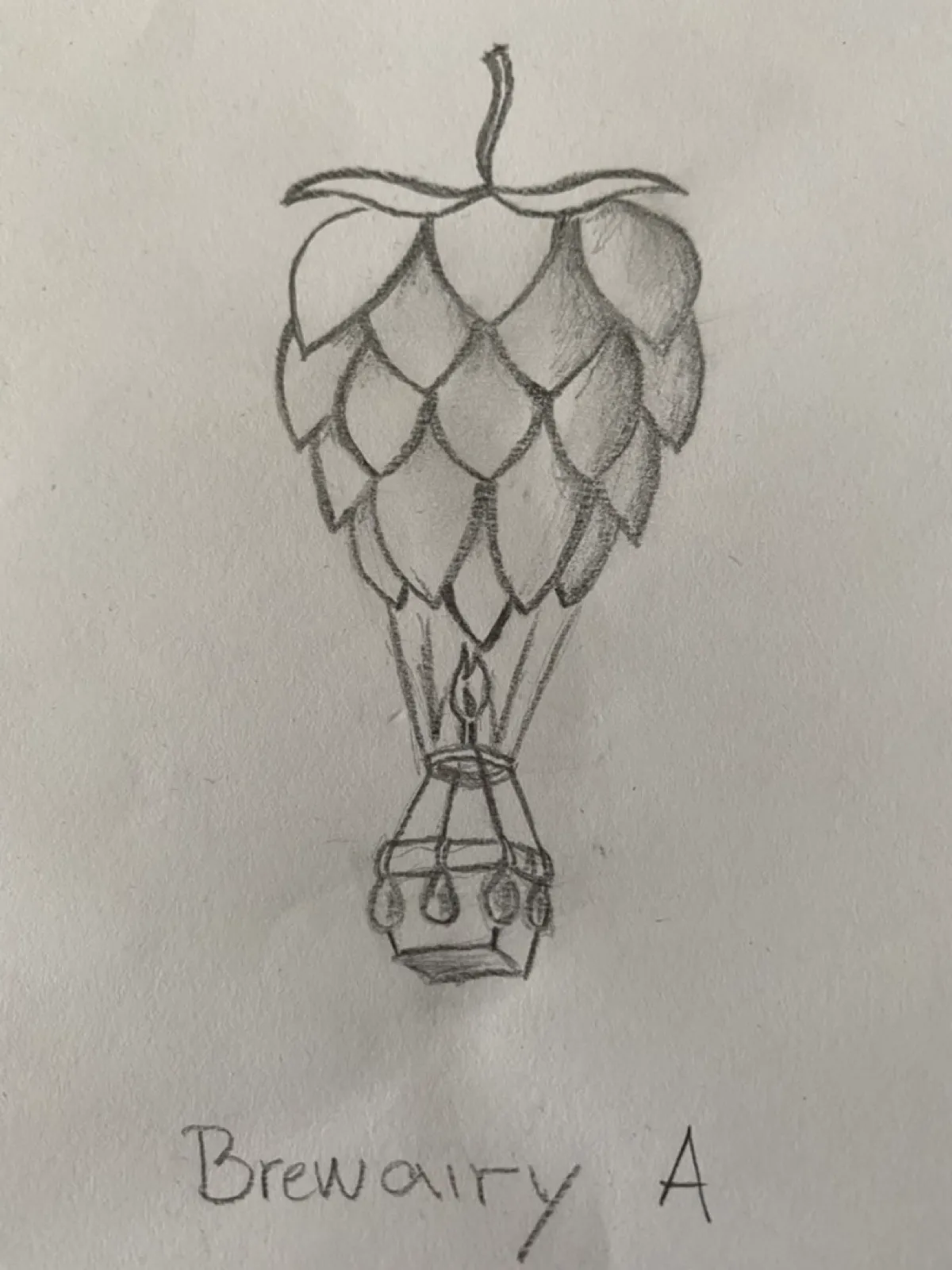 Original hand-drawn BrewAiry logo sketch